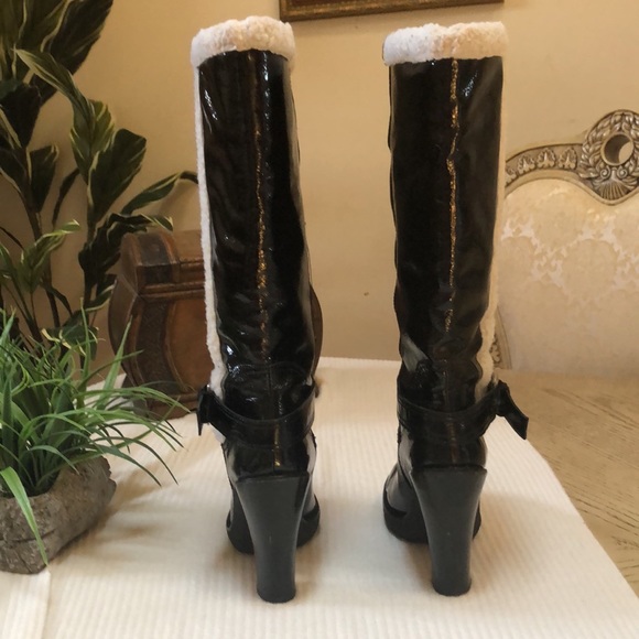 Michael Kors knee Boots black patent faux fur - Picture 7 of 15
